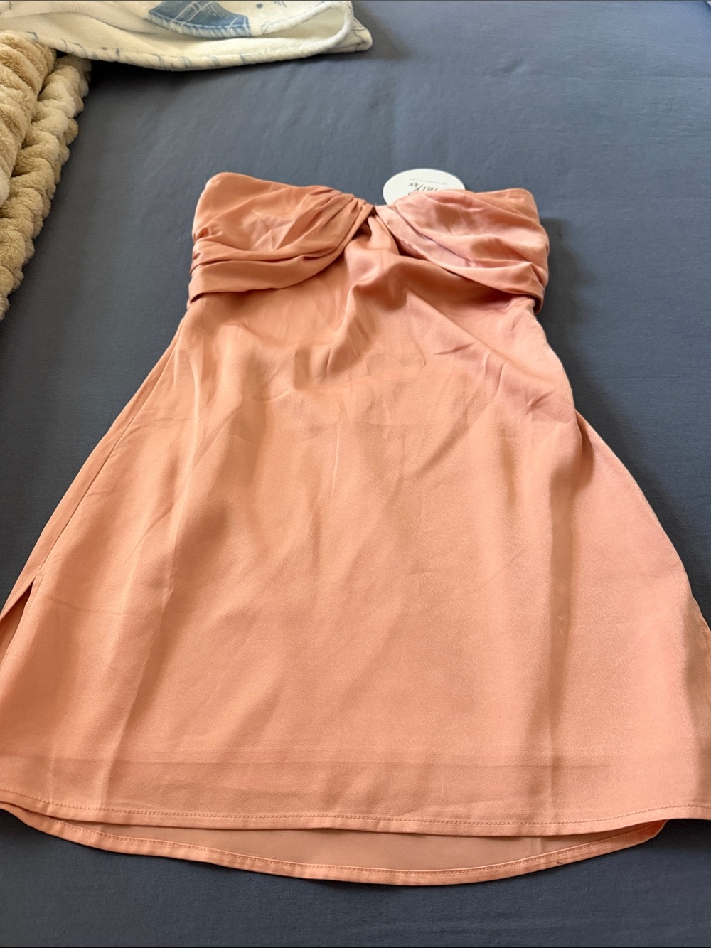 Princess Polly Strapless Twist Mini Dress in Peach